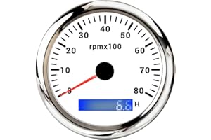 PIOUSUNT 85mm Drehzahlmesser 0-8000RPM Wasserdichtes mit Betriebsstundenzähler 7 Farben Hintergrundbeleuchtung für Auto Boot LKW Diesel Benzinmotor