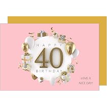 Geburtstagskarte Zum 40. Für Frauen – Mit Konfetti-Design, 21,7x15,3 Cm, Nachhaltig, Inkl. Umschlag