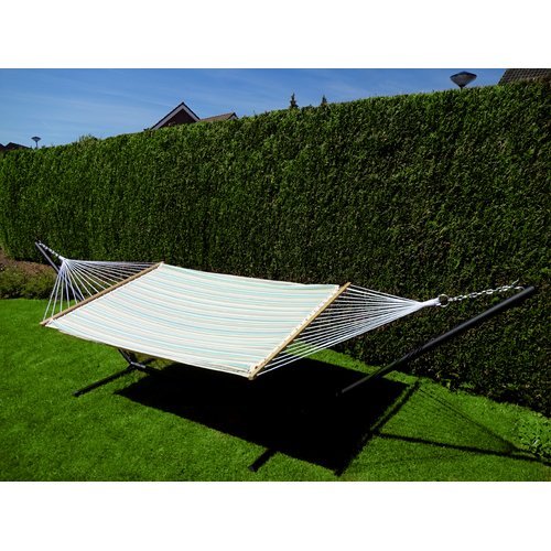 Lagune Outdoor Garden Hanging Hammock (Material: Polyester, Weight Capacity: 396kg, Color: Creme/Blue/Green)
