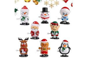 WELLXUNK Aufziehspielzeug Weihnachten, 8 Stück Kinder Aufziehspielzeug Wind Up, Weihnachts Spielzeug Aufziehfigur, Weihnachtsmann, Pinguin, Schneemann, Elch Weihnachten Deko Figuren Geschenk
