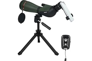 Svbony SA412 Telescopios Terrestres 20-60x80mm, HD FMC con Ocular de 1,25", con Trípode de Escritorio Ajustable SV146, Adaptador para Teléfono, Mando a Distancia, para Tiro al Blanco