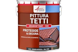 ARCANE INDUSTRIES Pittura per Tetti e Tegole: ARCAROOF Paint - 1222-2,5 L Grigio Ardesia - RAL 7015
