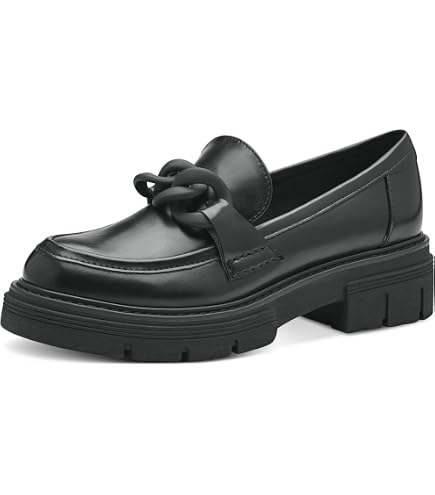 Damen Plateau-Loafer, Einfarbige Runde Zehen Rutsch Produktbild-Vorschau 2