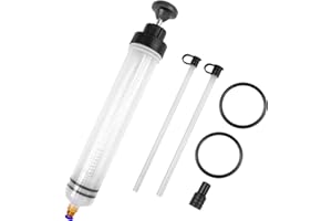 Frevoitna 500CC Jeringa Grande, Bomba Extractora Aceite Coche, Extractor Succión de Aceite, Extractora con 2 Mangueras y un Par de Anillos de Goma de Repuesto para Líquido de Freno y Otros Líquidos