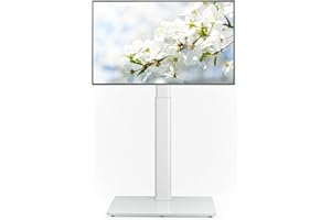 AX WABER Universal Floor TV Stand with Mount 70 Degree Swivel 9 Level Height Adjustable and Space Saving Design for Most 27 to 65 inch LCD, LED OLED TVs, Perfect for Corner & Bedroom White AX1006TW
