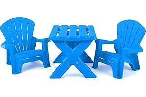 LIFEZEAL Set Tavolo e sedie per Bambini da 3 Pezzi, Set con 1 Tavolo Quadrato e 2 Sedie in Plastica per Mangiare, Campaggio, Giochi e Studiare per Ragazzi dai 3 ai 6 anni