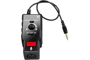 Nicama XLR Female to 3.5mm TRS and TRRS Adapter with Phantom Power for Shotgun or Condenser Microphones, V2 Mic Preamp for DSLR Camera