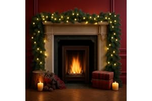 ZYNCOVE Weihnachtsgirlande mit Beleuchtung 5M/16FT Vorbeleuchtete Girlande mit 100 LED-Lichtern für Innenbereich Kamin Winter-Weihnachtsfest Neujahrsdekoration Treppenhaus und Kaminsims (5M)