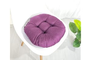 DOTBUY-SHOP Sitzkissen Rund, Einfarbig Sitzkissen Outdoor und Indoor Mit Haltebändern, Widerstandsfähige & Robuste Stuhlkissen Kinder Komfortabel Sitzpolster für Garten, Büro (40x40cm,Lila)