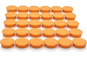 PYJLBX Aimant Puissant Aimant Frigo, Aimants Tableau Magnétique Magnet Frigo, 30 Pcs Aimants Frigo Decoratif, Aimant Tableau Blanc Petit Aimant Rond, pour Tableau Magnetique,Calendrier, Frigo (Orange)
