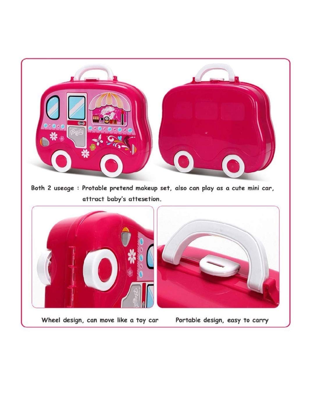 Vikas Gift Gallery Makeup Set for Girls | Lightweight Portable Plastic Suitcase Kit | Ideal for 3+ Years Kids | Non-Toxic | Kid-Friendly - Image 8