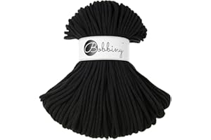 Bobbiny Premium 5mm Braided Macrame Cord (Black) 100m