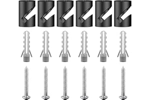 OASHISU 6 Stück Aluminiumlegierung Wand- und Deckenpins "V-Stil" Schwarz für Textilkabel Deckenbefestigung Affenschaukel Aufputz-Kabelhalter für Lampe DIY mit Schrauben und Dübeln