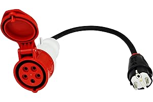 EVEXPERT EV Expert Adattatore di alta qualità da 16 A Schuko maschio a accoppiamento CEE 16-32 A WALTHER a 5 pin (16 A Schuko -> 32 A CEE)