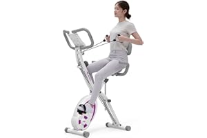 leikefitness Cyclette reclinabile pieghevole con bande di resistenza per braccio, sensore di impulso, monitor LCD e facile da montare per interni bicicletta 2280