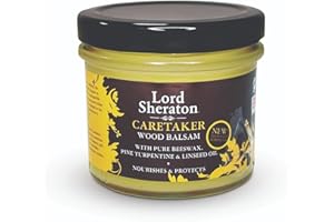 Lord Sheraton Caretaker Wood Balsam 125ml Clear– Natural Beeswax Enriched Polish for Wood Furniture – Cleans, Nourishes & Protects for a Lasting Shine