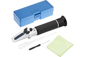 QWORK® Refraktometer Alkohol 0-80% v/v, Tragbares Refraktometer-Alkoholmessgerät, mit ATC für Spirituosen und Ethanol