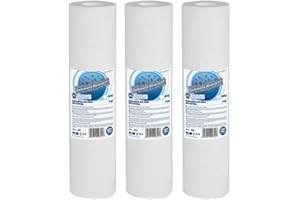AQUAFILTER 3 x Melt-Blown 5 Micron Polypropylene 10” x 2.5" Filter Cartridge for Sediment Absorption of Sand, Silt, Rust and Suspended Particles from Potable Cold Water