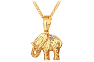 U7 Collier Pendentif Éléphant Rouge avec Link Chain Ajustable Bijoux Plaqué Or/Platiné pour Femme Fille Coffret Fourni