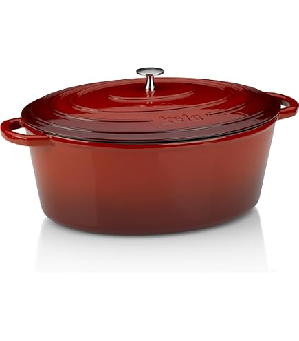 Crealys Cocotte Fonte Émaillée Onyx Ovale 9 Litres - Induction & Four - Noir