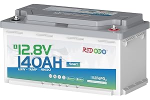 Redodo 12V 140Ah H190 Bluetooth LiFePO4 Batterie mit 189mm Höhe, 1792Wh Tiefzyklus Lithium Batterie mit 150A Smart BMS(1920W), Niedrigtemperaturschutz, Perfekte Ersatzbatterie für Wohnmobil, RV