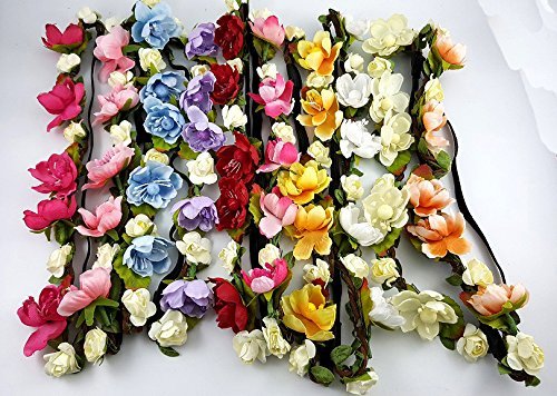 WTB 1PC Mädchen Blumen-Fee Bohemian Braid-Hochzeit Strand-Tiara-Kronen-Haar Stirnband - 4
