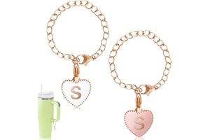 TDONE 2pcs Letter Charm Accessories for Stanley Cup, Initial Letter Personalized Name ID Handle Chain for Stanley Tumblers