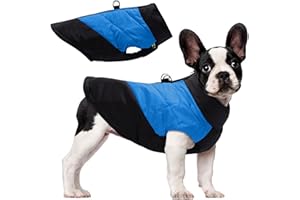 Mayoii Dog Coat with Harness Hole Dog Jacket Waterproof for Winter,Warm Waterproof with Harness Hole for Most Dogs (M, Black+Blue)