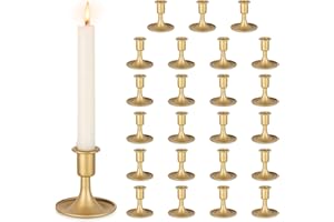 Inweder Porta Candele Oro Candelabro in Metallo: Portacandele Vintage Candeliere in Ottone per Centrotavola Matrimonio Natale o Decor per la Casa (Oro, 24)