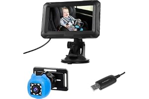 Yechiry Baby Car Camera HD 1080P, 4,3" HD Baby Car Spegel med Kamera, USB-kontaktmonitor med Night Vision & 360 Rotation, Facing Monitor för Spädbarn, Barn, Husdjur