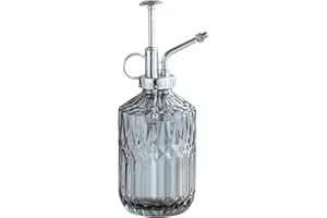 COZYPLC 350ML Plant Mister Glass Watering Spray Bottle Vintage Rhomboid Glass Spray High-Atomization Nozzle Sealed Leak-Proof Water Spray Bottle with Silver Top Pump Small Watering Can for Garden (Gray)