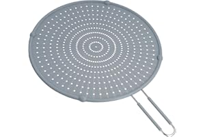 Evoloo Silicone Splatter Guard,Silicone Splatter Screen,Multi-Use Skillet Lid Cover Shield,Oil Splash Guard with Foldable Handle,Non-Stick Drain Board