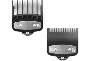 WISESURF 2 Pcs Clipper Guards Compatible with Wahl Clippers 0.5 1.5, Cordless Clipper Cutting Guards with Metal Clip 1/16 Inch and 3/16 Inch Replacement Guards Guide Combs Set, Standard Fitting Attachment Comb