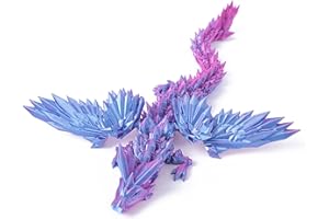 TUBAWD 3D Printed Dragon, 3D Dragon, 3D Printed Toys 3D Printed Animals Wing Flying Articulated Dragon Crystal Dragon Fidget Toy with Dragon Flexible Executive Desk Toys Home Office Decor(Purple)