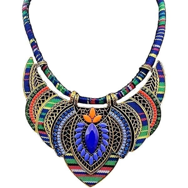 Collier Ethnique Bohème En Turquoise Et Lapis-lazuli - Artisanat Du Népal/Tibet - Longueur ~40 Cm - Occasion Vintage