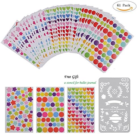 Stickers for Kids,60 Sheets Over 4000 Stickers in Total,Bonus a Bullet Journal Stencil for Photo Album Craft Stickers Scrapbooking Perfect for Party Bags Kids Birthday