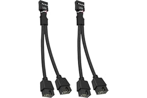 OUZHOU USB Header Splitter, 2 PCS USB 2.0 9Pin Female to Dual 9-Pin Male Extension Cable, Motherboard 9-PIN USB2.0 Header Splitter Nylon Braided for Computer Internal Motherboard