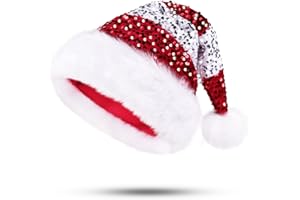 PUZAUKAL Bonnet de Noël Paillettes Adulte Unisexe Chapeau de Père Noël Chaud et Confortable Extra Doux pour Nouvel An Festif Fête de Vacances