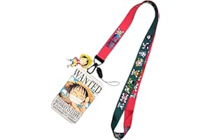 ALTCOMPLUSER Anime One Piece Porte-carte avec cordon, porte-cartes d'identité, étui pour carte d'identité avec lanière pour porte-clés, carte, exposition (Luffy Wanted, First time)