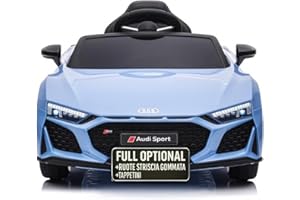 Macchina Elettrica Per Bambini Audi R8 Spyder Full Optional Auto Elettrica Per Bambini Telecomandata Sedile In Pelle Porte Apribili Doppio Motore Elettrico Da 12V Carico 25 Kg TOYSCAR Blue