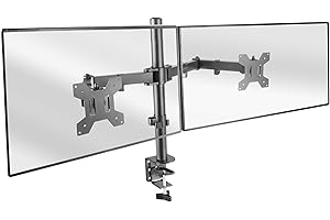 Mars Gaming MARM2 Czarny, Uchwyt na Monitora z Podwójnym Ramię dla Ekranów do 27", Przegubowy i Regulowany na Wysokość, Solidna Rama, Kompatybilny z VESA75 i VESA100