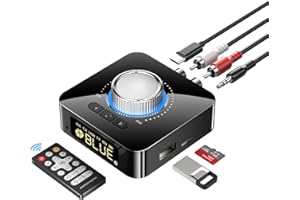 POPULIKE Bluetooth 5.4 Receiver for HiFi, Wireless Audio Adapter with AUX 3.5mm/RCA Bluetooth Audio Receiver for PC/Mac/Smartphone/Tablet/AV Receiver, AptX HD, Dual Pairing