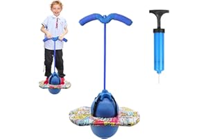 YUNLAISHAOCER Saltador Niños, Pelota Saltarina Niños con Asa, Capacidad de Carga 100kg, Pogo Stick Adultos, para Entrenar el Equilibrio, Deporte y Fitness (Azul)