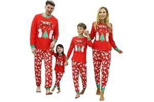 DDKJ Weihnachtspyjama Familie Set, Weihnachtsschlafanzüge Familie lustig Motive, Weihnachts Pyjama Family Set Lang mit Schlafanzug Hose, Schlafanzüge Weihnachten