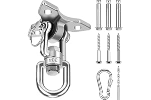 DUOJIN Hak sufitowy, fotel wiszący, obracany o 360°, hak na huśtawkę, pojemność 500 kg, stal nierdzewna, uchwyt sufitowy, hak sufitowy, do betonu, drewna, hamaków, krzeseł, worka bokserskiego,