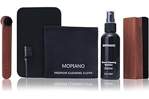 Mopiano Kit de limpieza de discos de vinilo, kit completo de limpieza de discos de vinilo 6 en 1 para álbumes, incluye cepillo de vinilo de terciopelo suave, líquido de limpieza LP, cepillo para lápiz