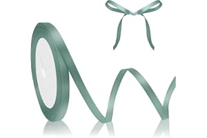 QWZIFY Altgrün Satinband Schleifenband Grün 23m, 6mm Breite, Geschenkband Grün Dekoband Hochzeit, Stoffband für Basteln Halloween Weihnachten Taufe Geburtstag Geschenkverpackung Deko Salbeigrün Seidenband