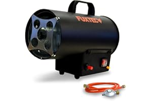 generatore di calore a gas FUXTEC GH10-10 kW di potenza termica, 300 m³/h di portata d'aria calda, riscaldamento industriale gas butano - propano (IMPORT GERMANIA)