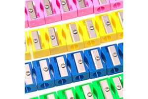 MINGZE 48 Stück Anspitzer, Kunststoff Handheld Einloch Bleistiftspitzer für Schulamt Verwendung, 4 Farben