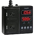 bayite Temperature Controller 1650W BTC211 Digital Outlet Thermostat, Pre-wired, 2 Stage Heating and Cooling Mode, 110V - 240V 15A